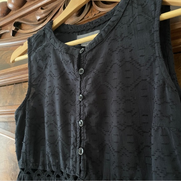 Anthropologie Ismene Jacquard cutout crochet lace Black Tiered Tunic Mini Dress - Picture 5 of 11